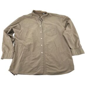 Togo Mens Long Sleeve Button‎ Down Shirt Khaki Cotton Size L G Casual